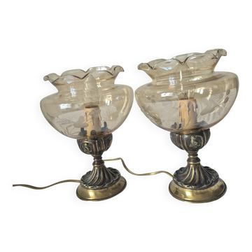 Paire de lampes de chevet vintage Targetti  - Veilleuses ampoule bougi