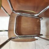 Paire de chaises en formica jaune et verte pastel vintage