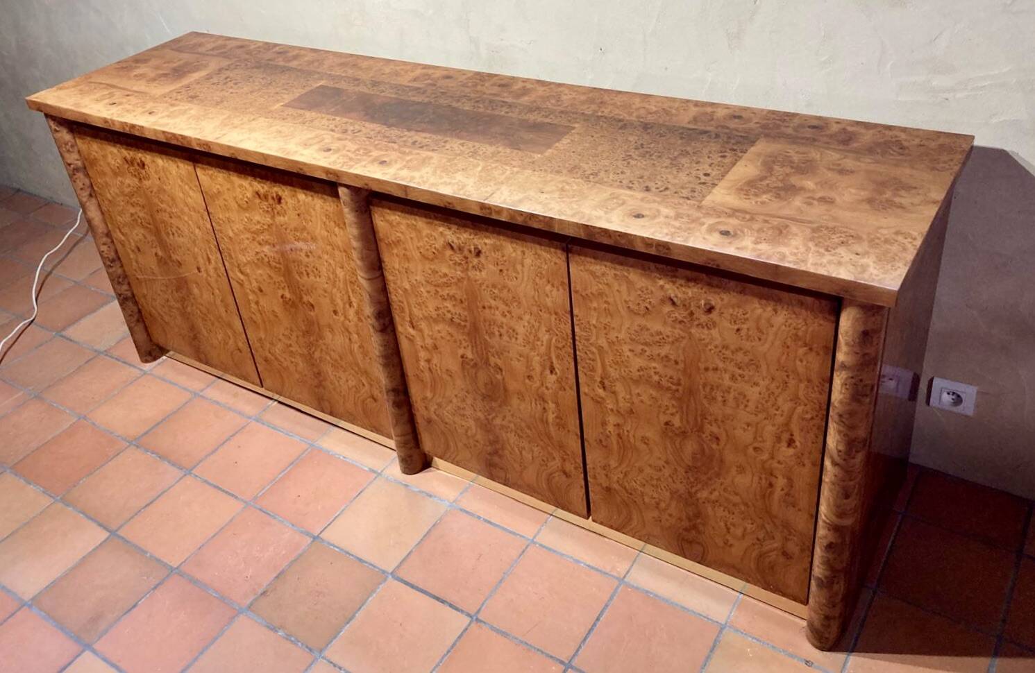 Elm burl sideboard from the 1970s