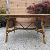 Table en rotin des années 50