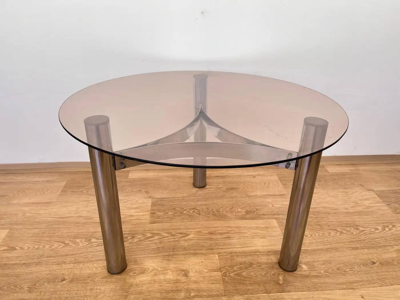 Midcentury design chrome and smoked glass coffee table - 1970s