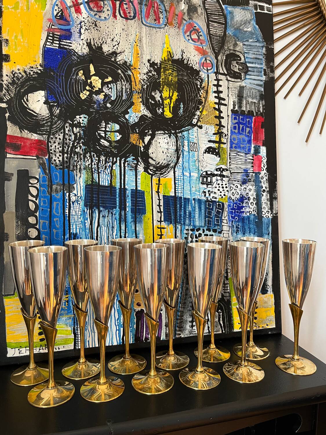 Service of 12 champagne flutes Orfèvrerie L'Ecuyer