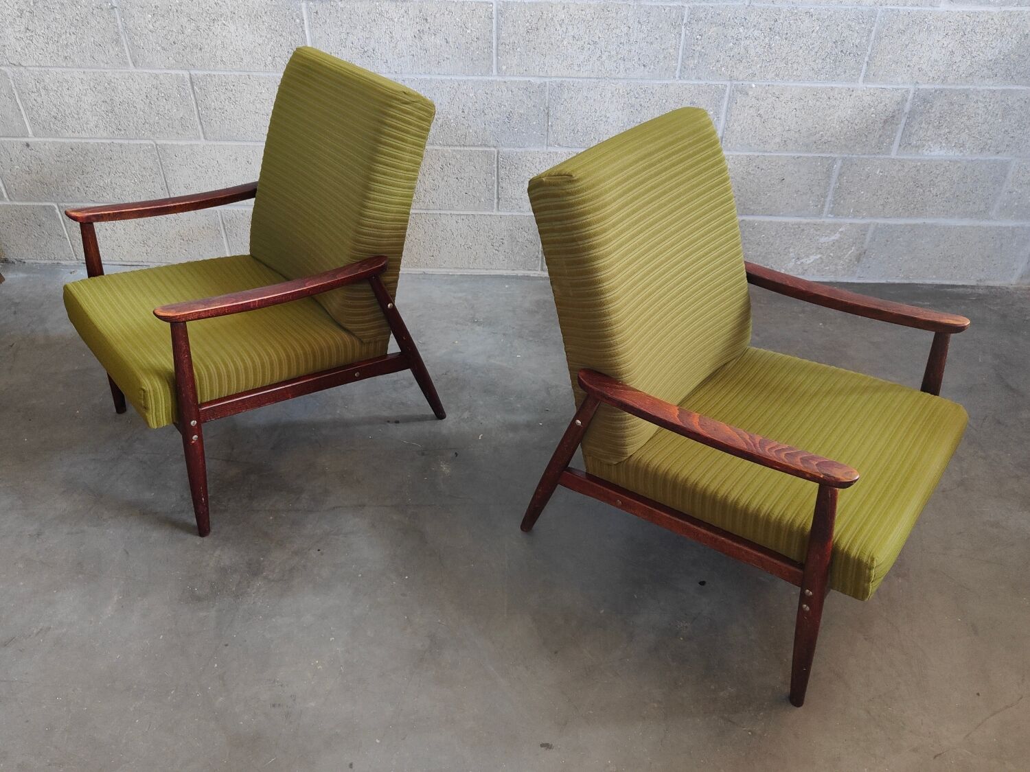 Pair of armchairs Olive Green by Jiri Jiroutek 1960