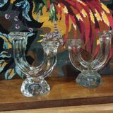 Pair of Vannes crystal candlesticks