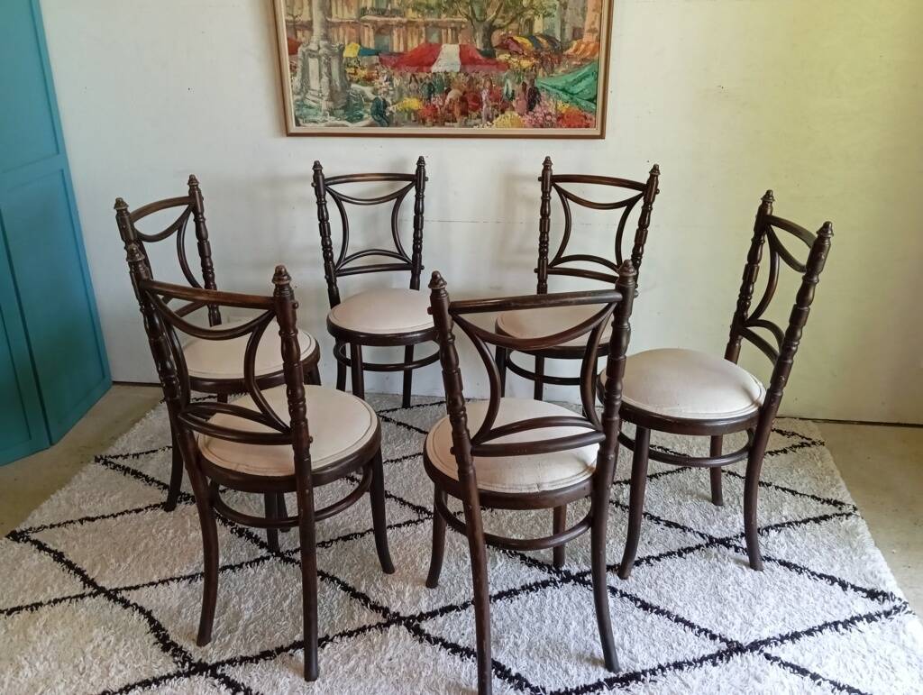 Set of 6 Fischel bistro chairs, early 1900s