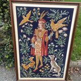 Large medieval tapestry canvas The Falconer