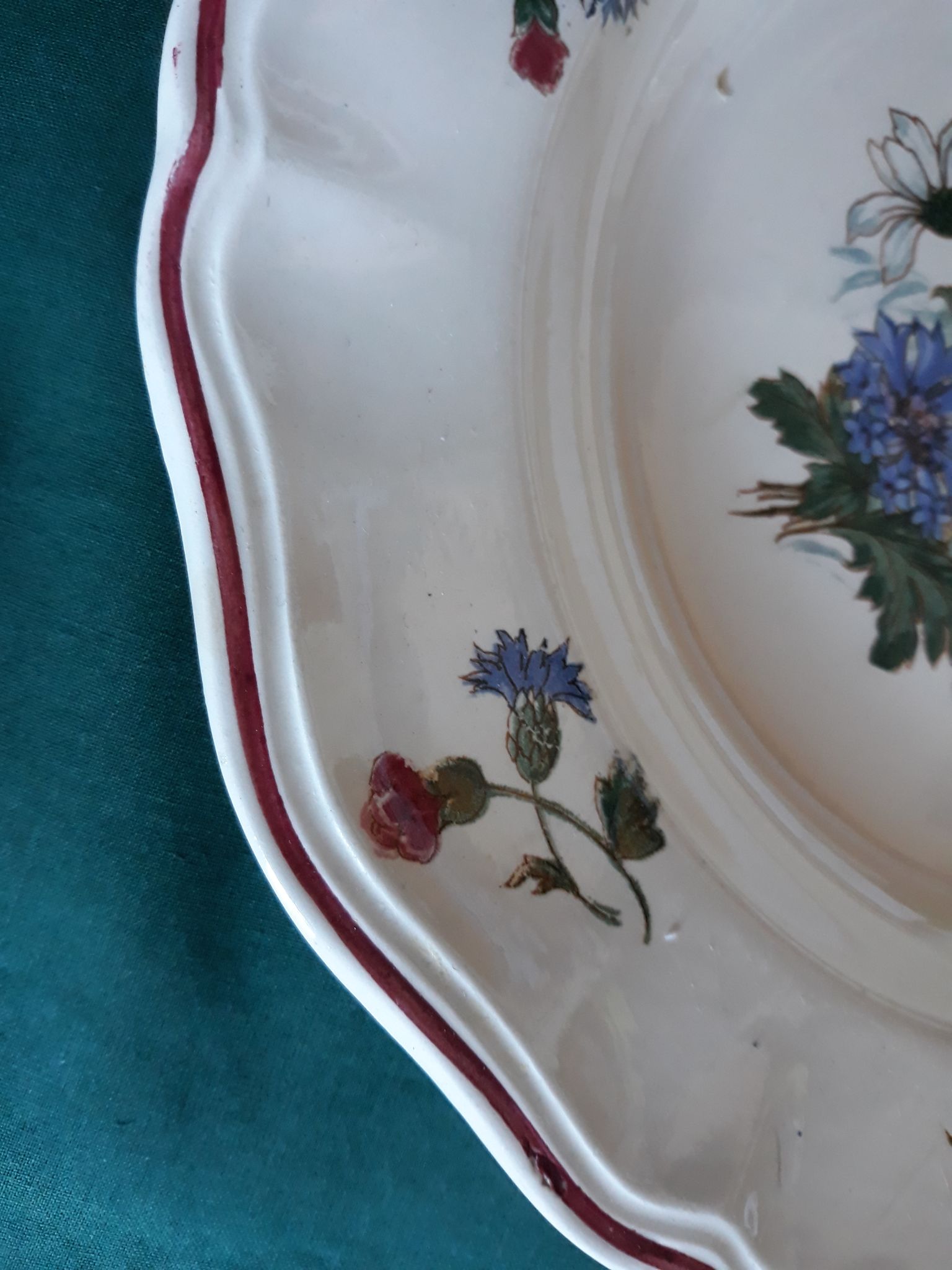 Set of 3 plates Sarreguemines "rustic" flowers of the field