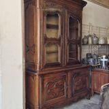 Louis XV period 18th century two-part sideboard in solid oak with glass
