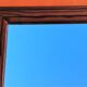 Barber mirror with pitch pine wood frame and double fillets, 1930s-1940s