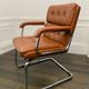 Vintage camel leather and chrome executive chair - Italian design by Co.Fe.Mo - 80's