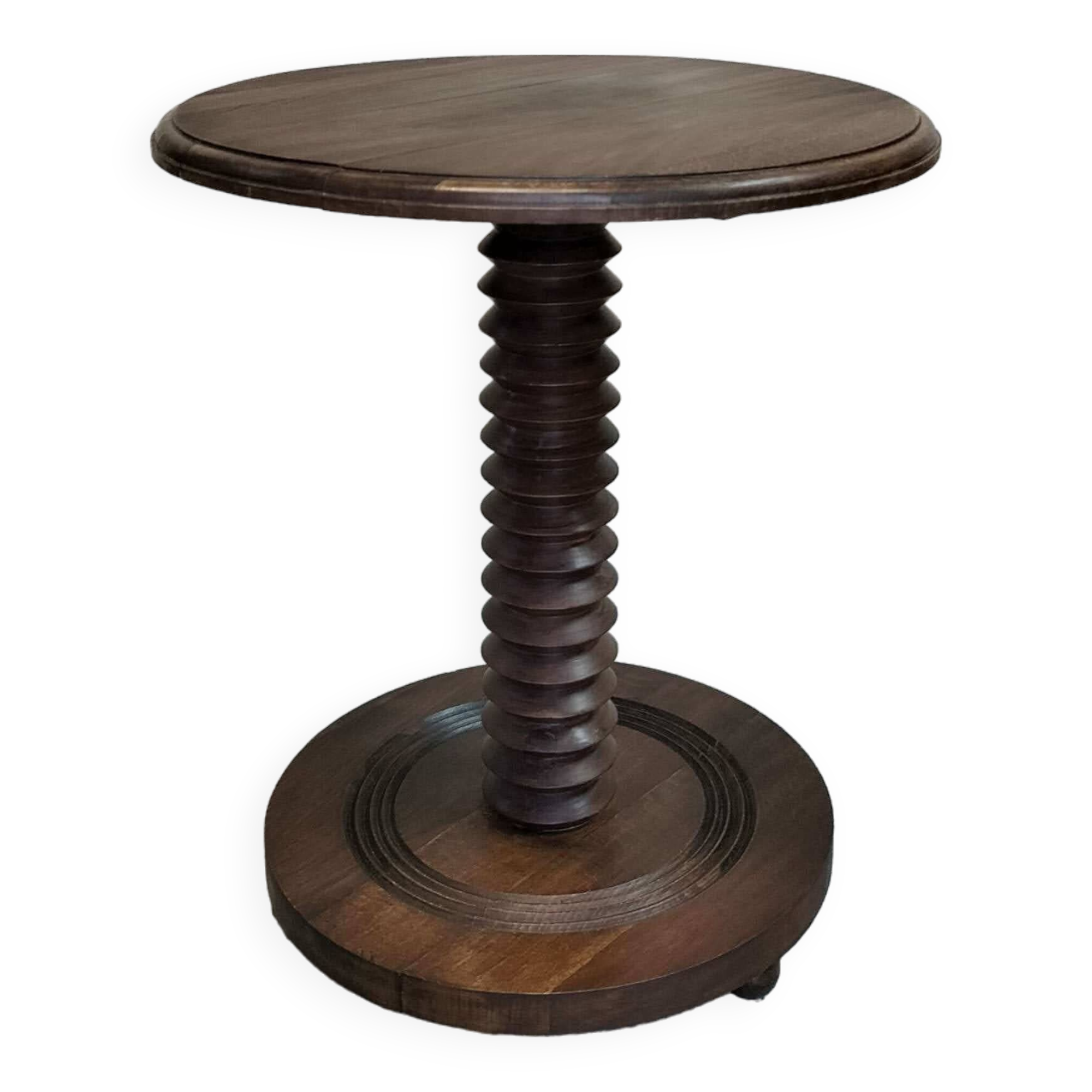 Turned wooden pedestal table