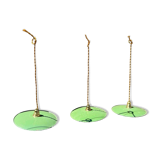 Trio de suspension vintage abat jour tole émaillée fils dorés