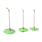 Trio de suspension vintage abat jour tole émaillée fils dorés