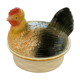Terrine hen in slurry, vintage glazed ceramic