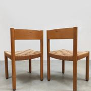 8 chaises vintage en corde et chêne