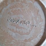 Vintage glazed terracotta ceramic plate signed Olivier