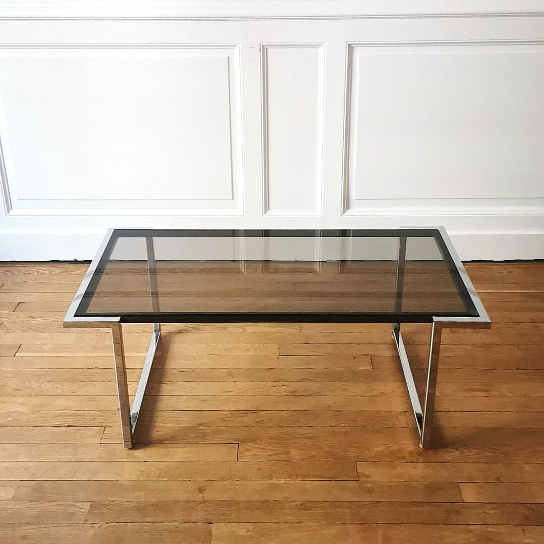 Coffee table chrome and glass, 1970