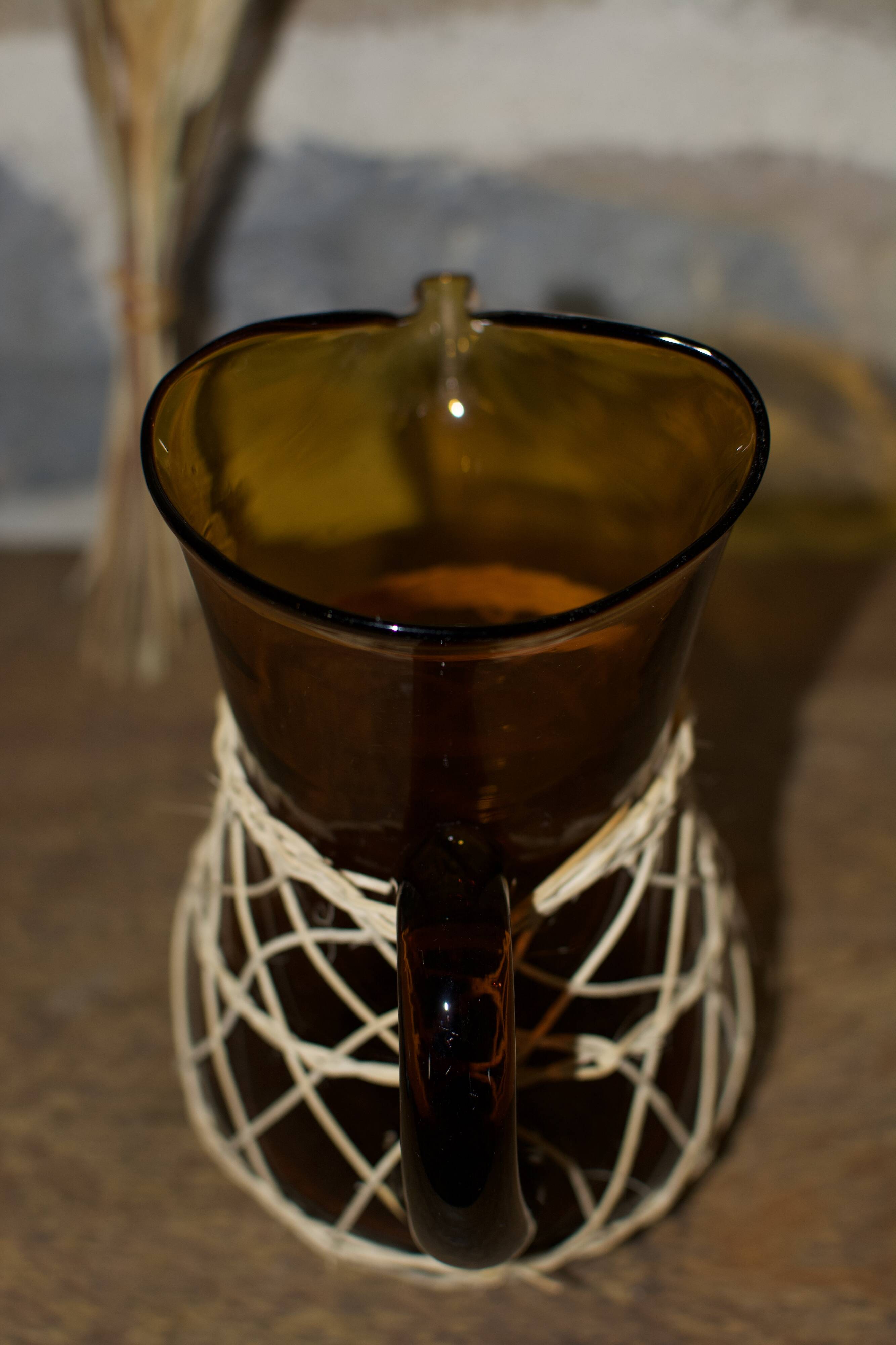 Vintage amber blown glass pitcher