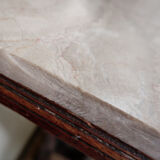 Pedestal table in wood and marble