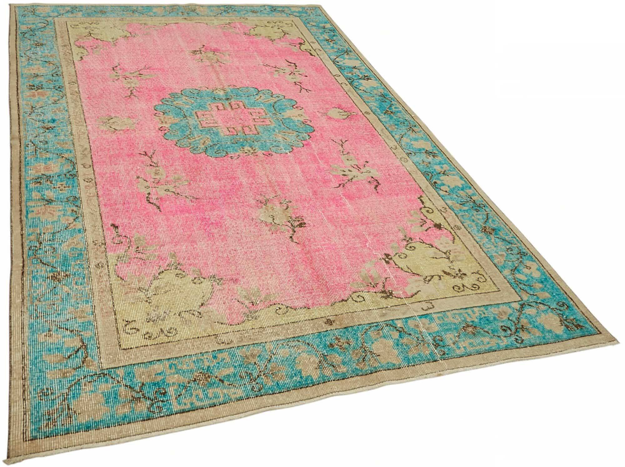 Overdyed Wool Vintage Handmade Carved Rug 176 cm x 271 cm