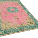 Overdyed Wool Vintage Handmade Carved Rug 176 cm x 271 cm