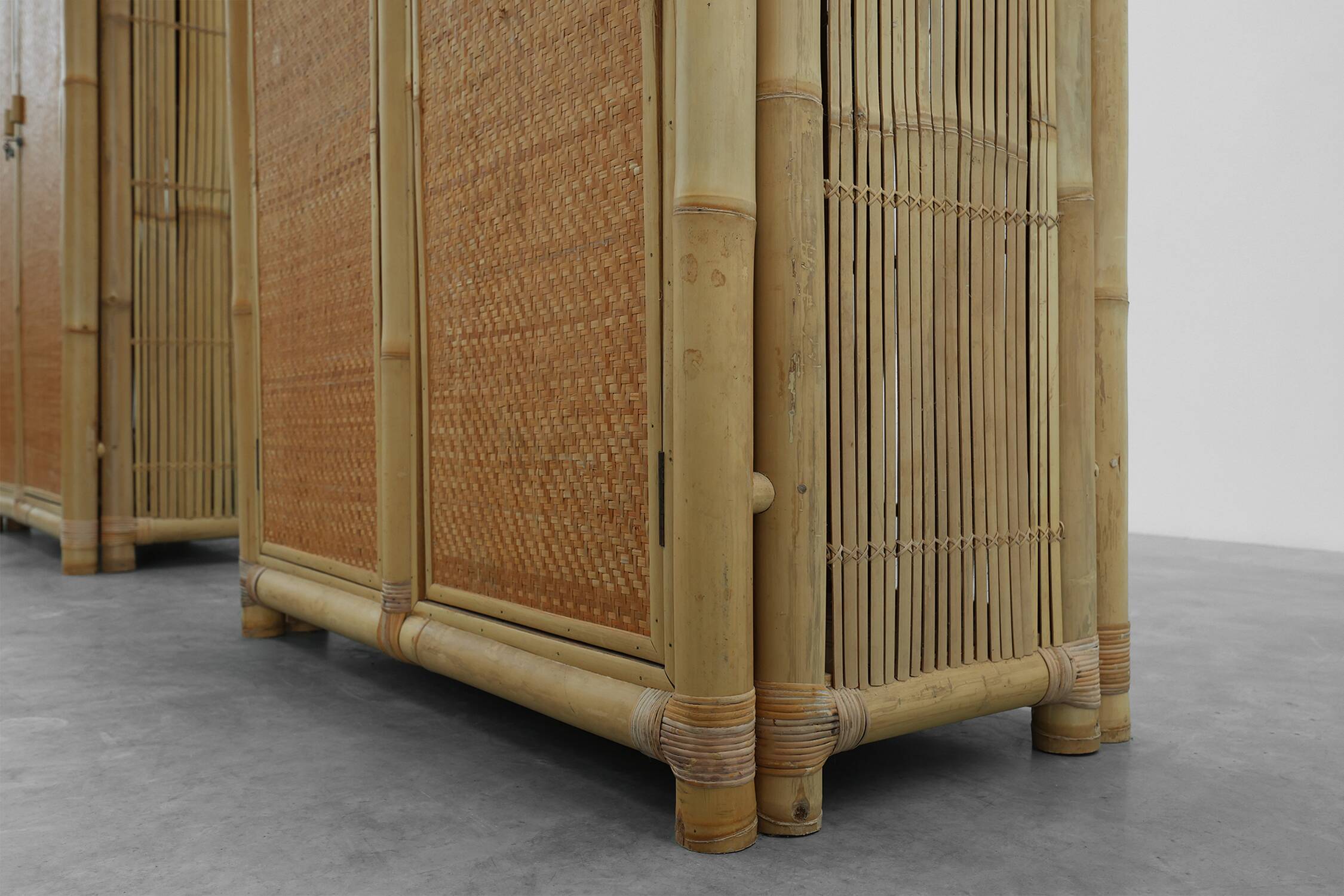 Mid-century bamboo and rattan wardrobe, Italy ca. 1960