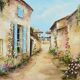 Painting “The Blue Shutters”, signed J. Gaubert – 2nd part 20th century