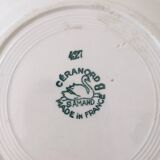 Ensemble de 9 assiettes Terre de fer fleurs vertes St Amand