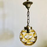 Yellow blown glass globe suspension 1960