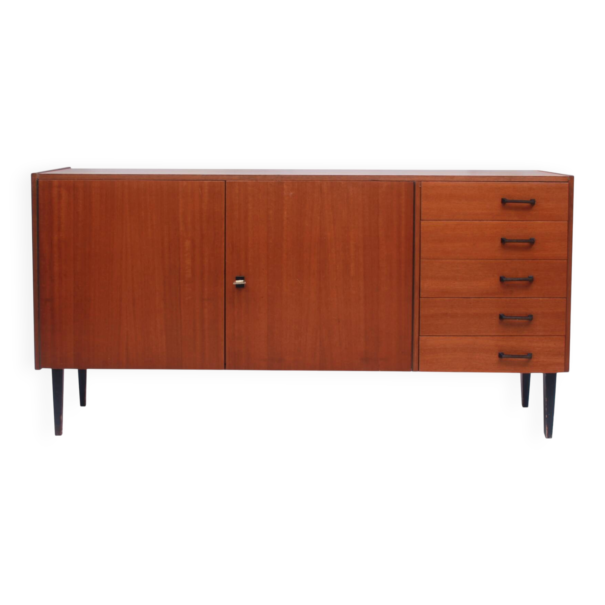 1960s sideboard with 5 drawers in walnut