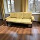Vintage wooden sofa / armchair with yellow accent