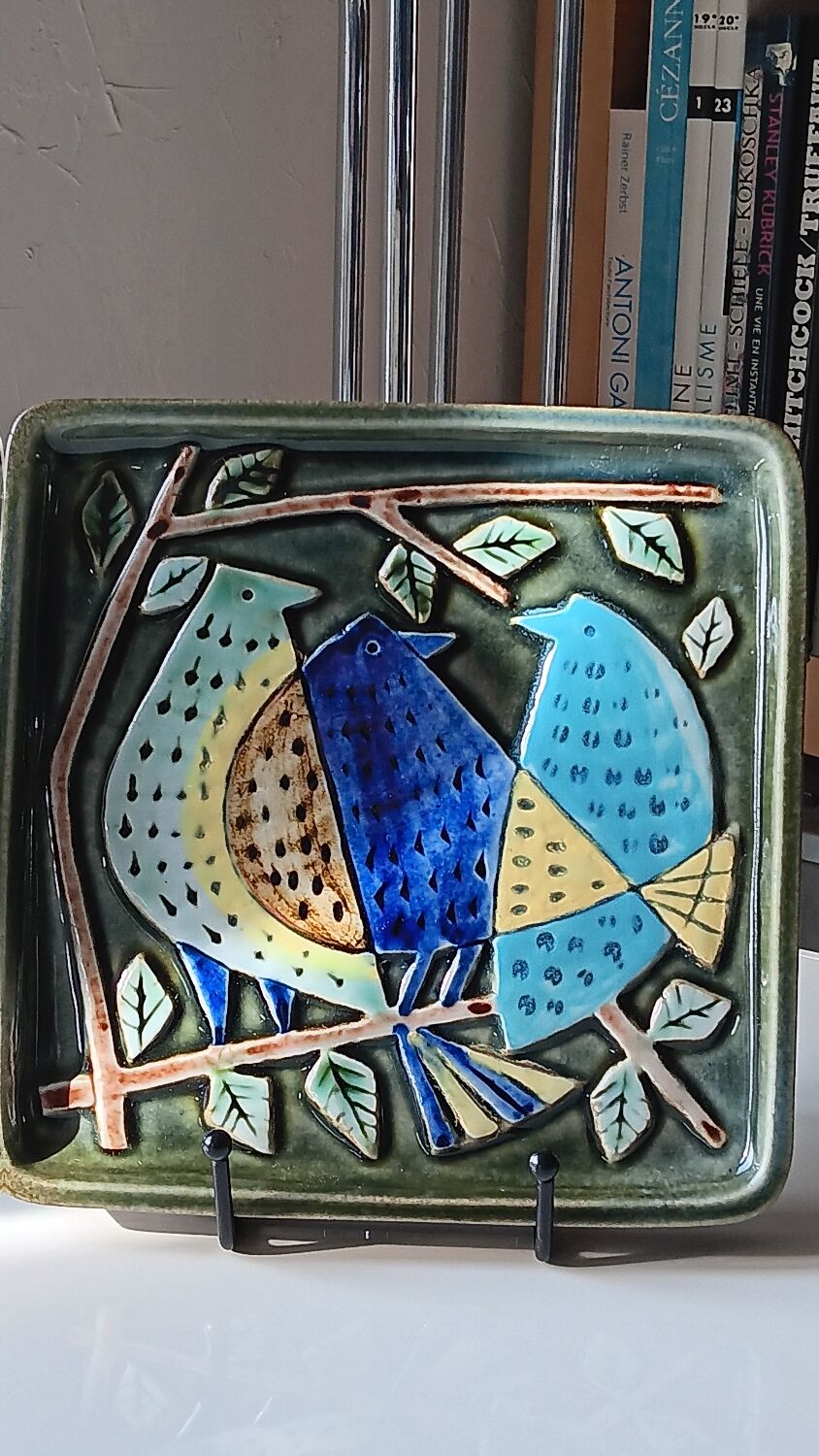 Ceramic plaque "the 3 birds" by Lisa Larson - Harlekin series