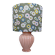 Coral tar ceramic lamp, khaki lampshade with flowers.