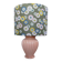 Coral tar ceramic lamp, khaki lampshade with flowers.