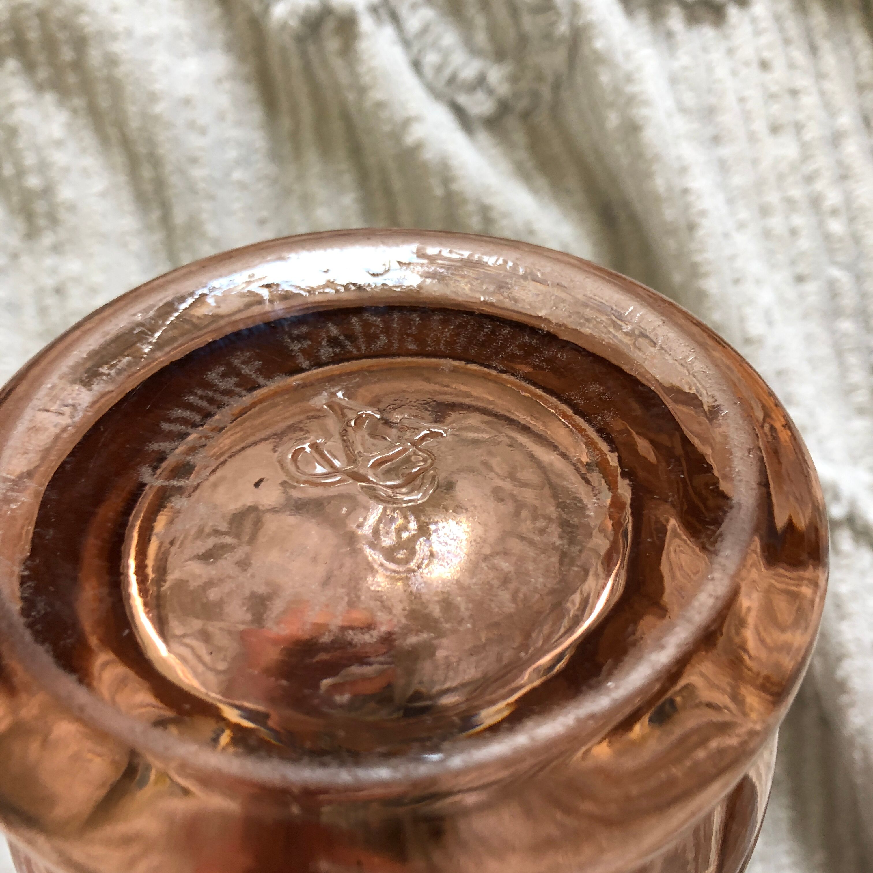 Old twisted pink glass siphon