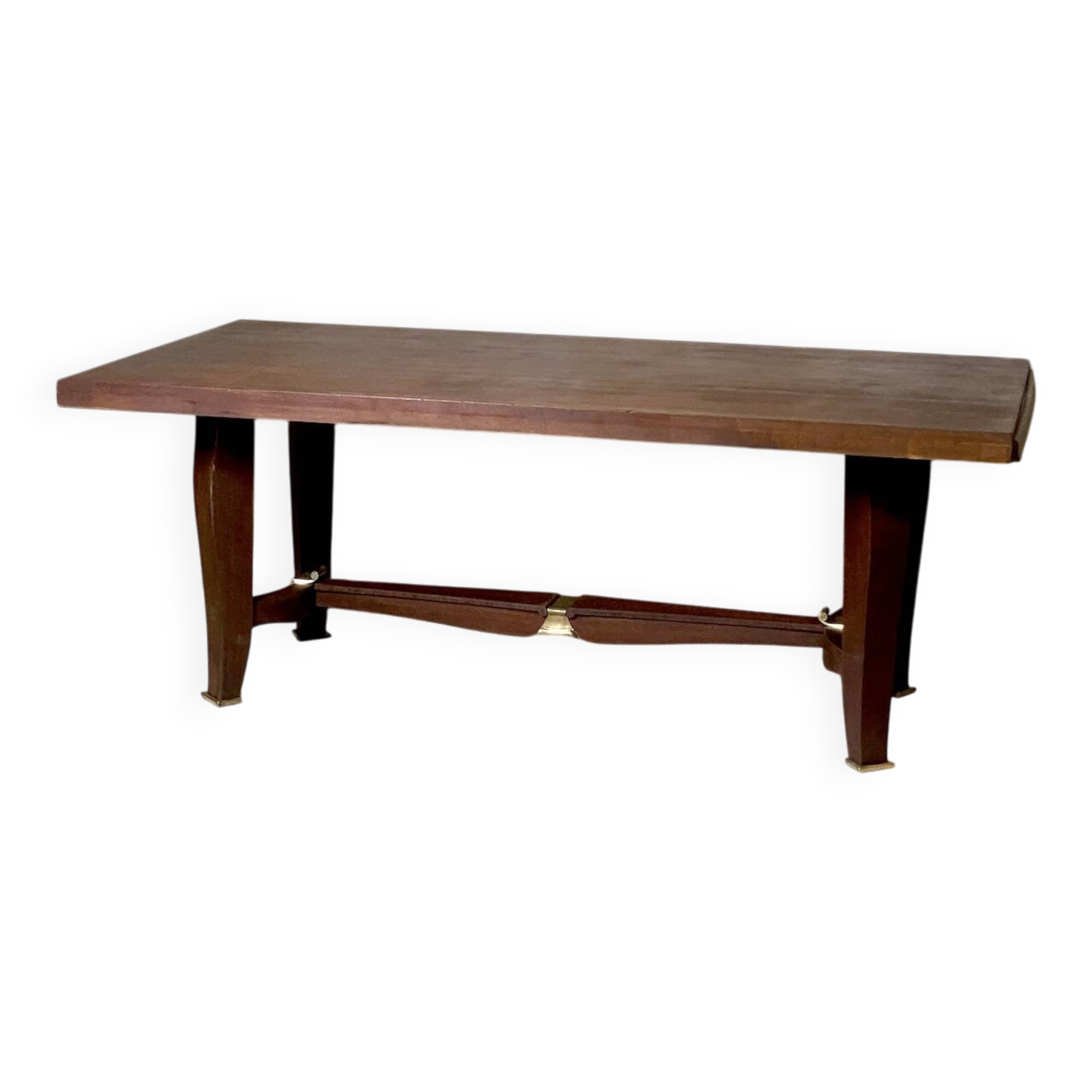 Table Art Déco 1930 en bois et laiton doré