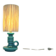 Art Deco green ceramic candle holder lamp base with raffia shade
