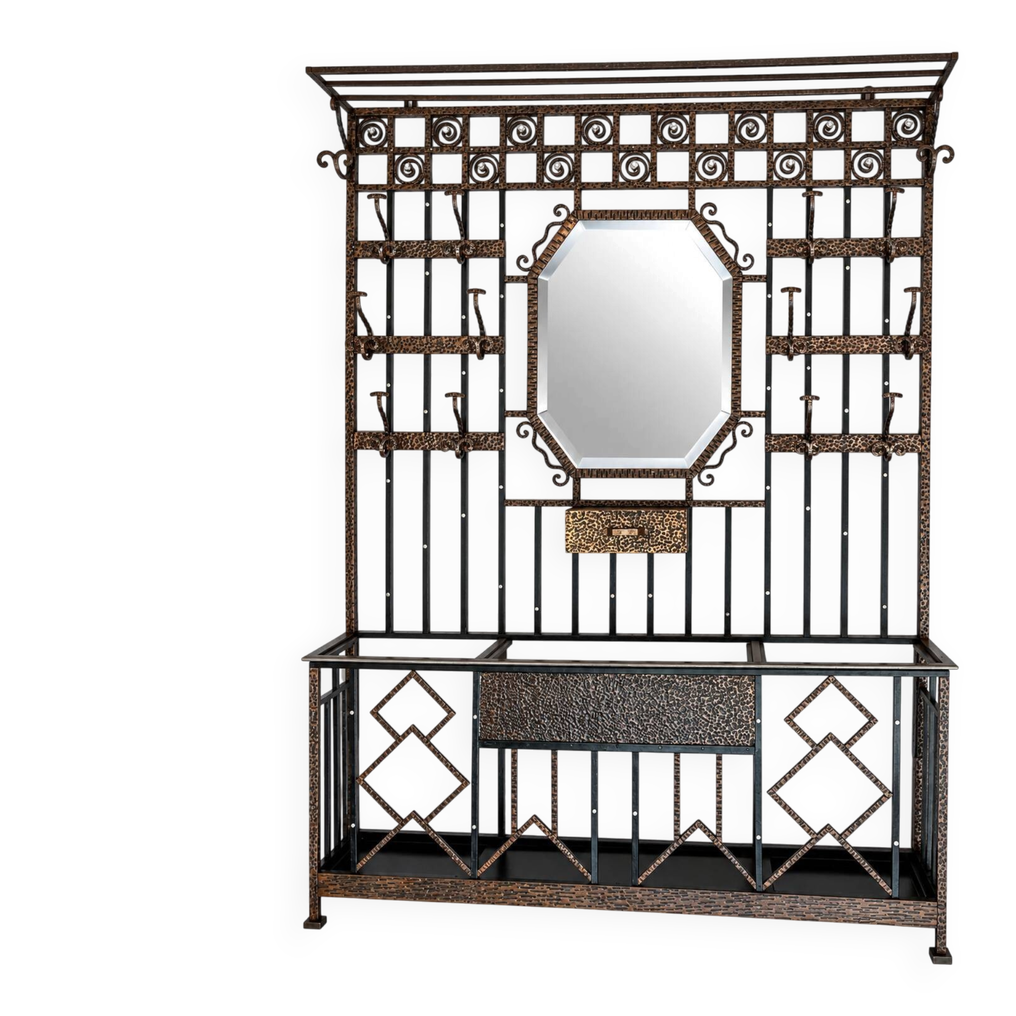 Colonial-inspired Art Nouveau wardrobe – Bevelled mirror 1939