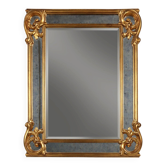 Mirror in Resin with Golden Ornaments and Smoked Mirror Glass Panels, Belgi