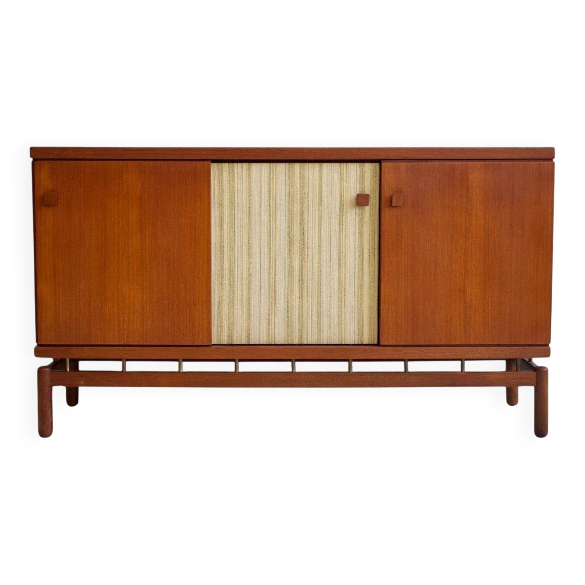 Buffet Ilmari Tapiovaara in teak with fabric and brass details.