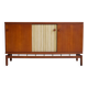 Buffet Ilmari Tapiovaara in teak with fabric and brass details.