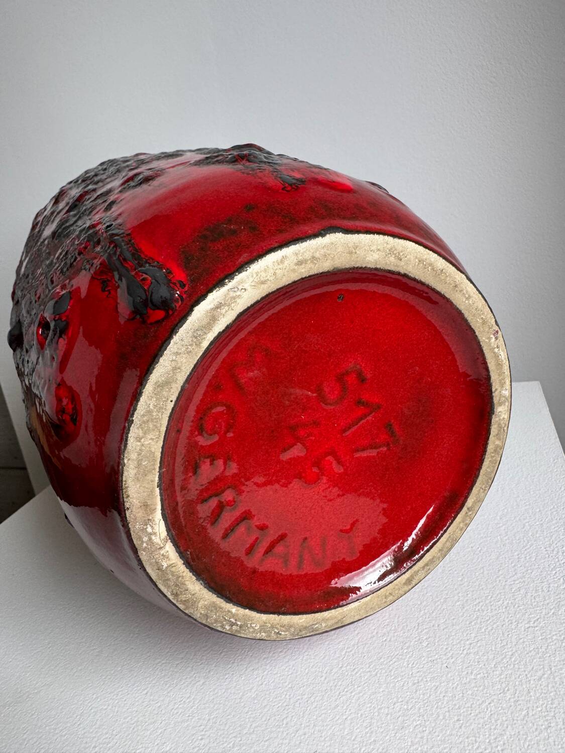 Vintage 1970s XL Scheurich Keramik Fat Lava Vase MCM West Germany