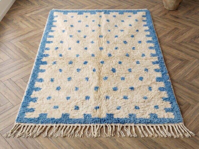 Handmade traditional authentic pure wool rug 2/3 m