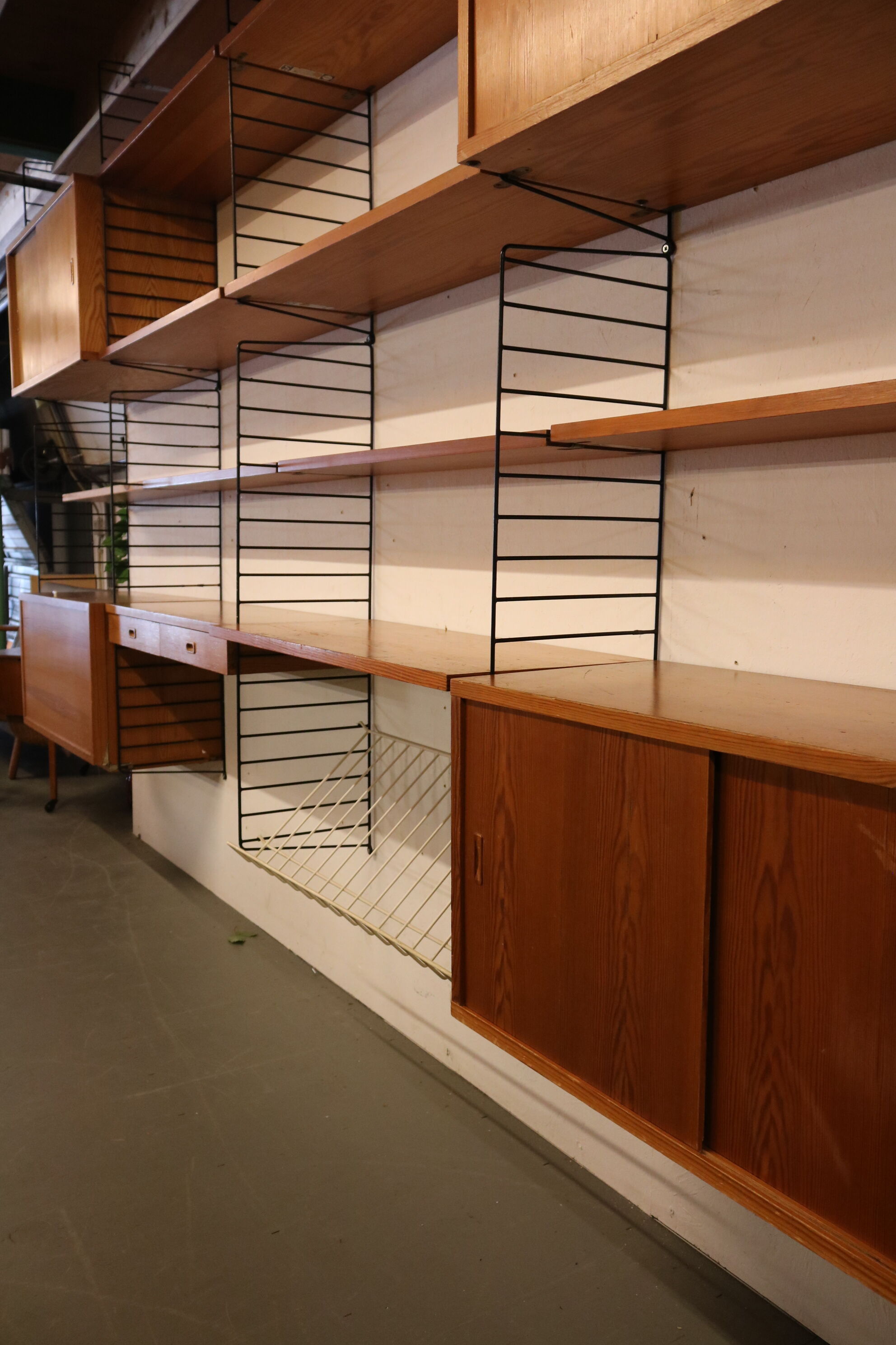 Birch system cabinet, designed by Nisse Strinning, manufactured by String in Denmark, 1950s