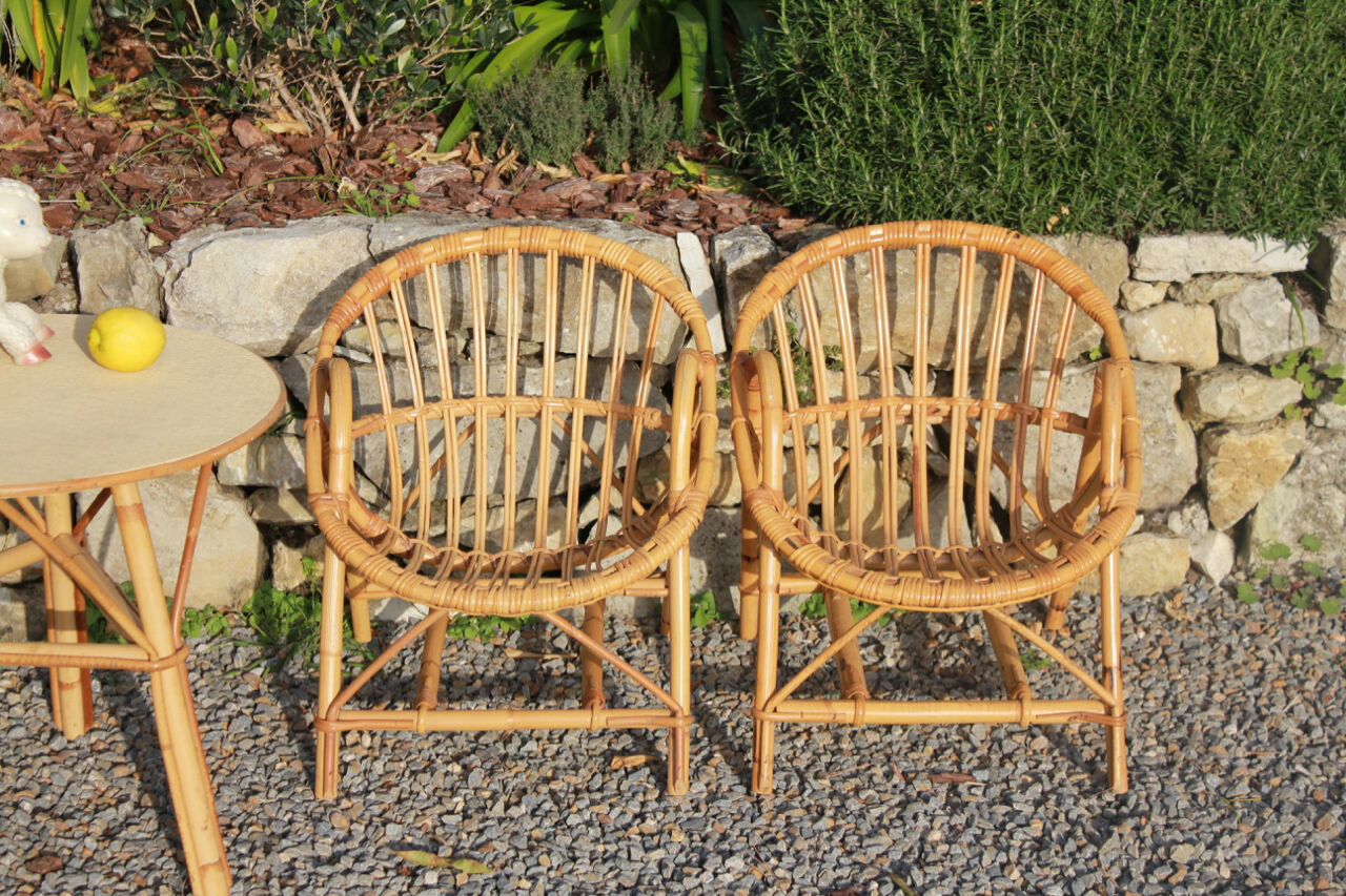 Vintage set for children in rattan
