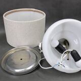 1970s Italian Glass Table Lamp with Boucle Fabric Shade