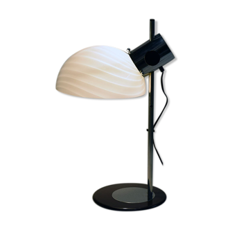 Lampe de table des années 70 en verre et métal produite par Zonca