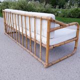 Sofa bench 3-seater vintage rattan