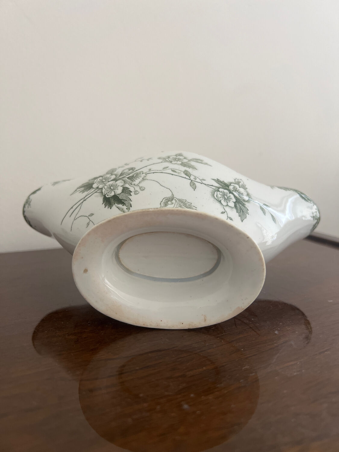 Sauceboat in earthenware Terre de Fer from St Amand and Hamage, Rosette model.