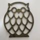 Old gold owl owl trivet in brass
